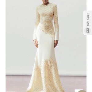 Elegant Cream Lace Evening Gown
